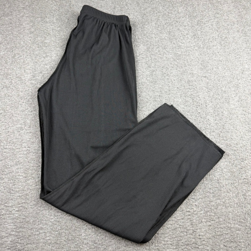 PrettyLittleThing Women's Size 6 Black Ribbed Wide Leg Seam Front Pants